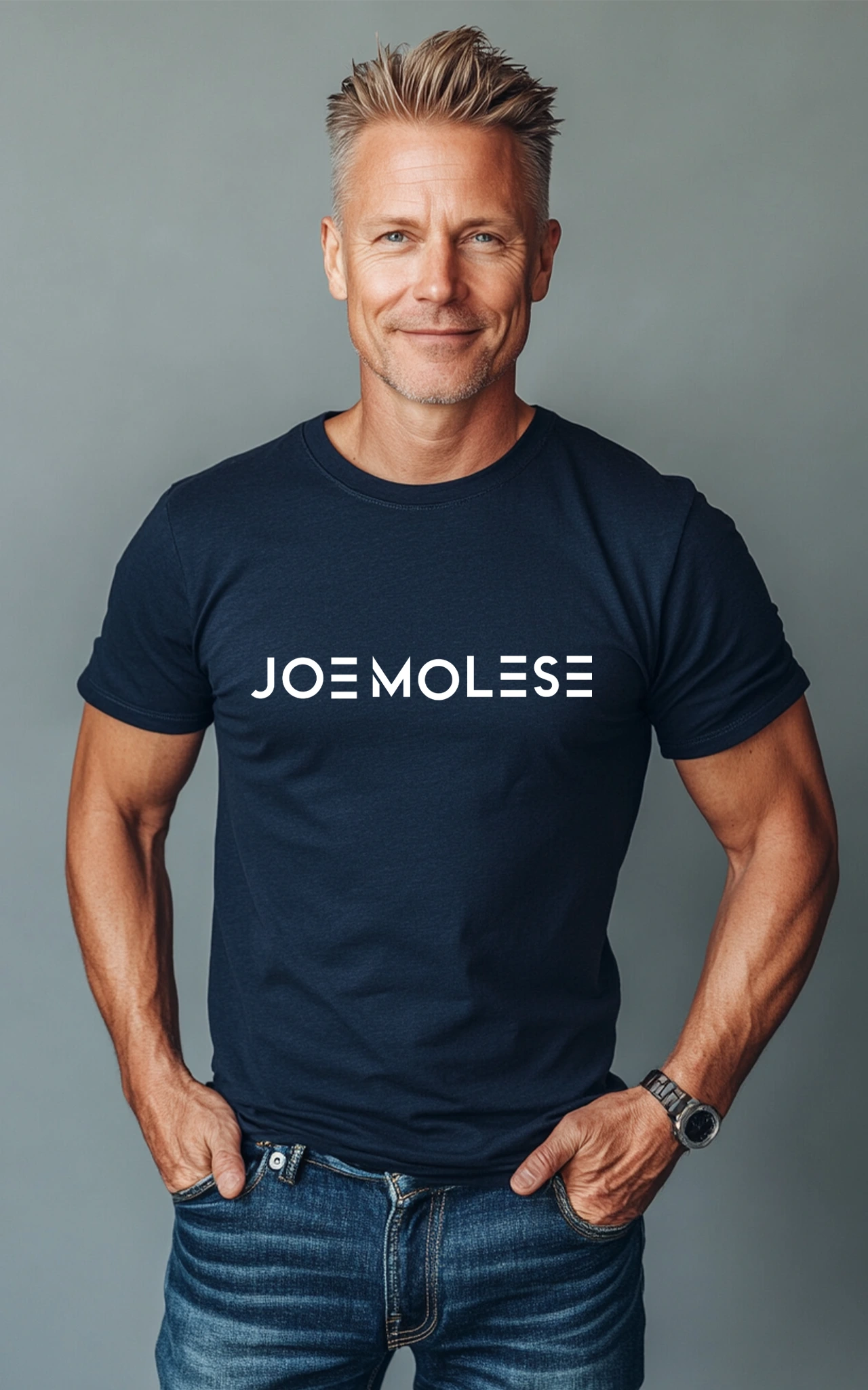 navy blue JOE MOLESE Basic Logo Tee Premium T-Shirt