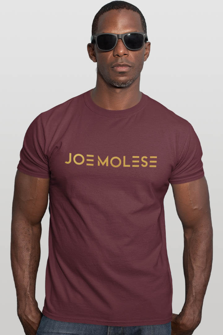 joe molese basic logo tee burdundy burgunderrot