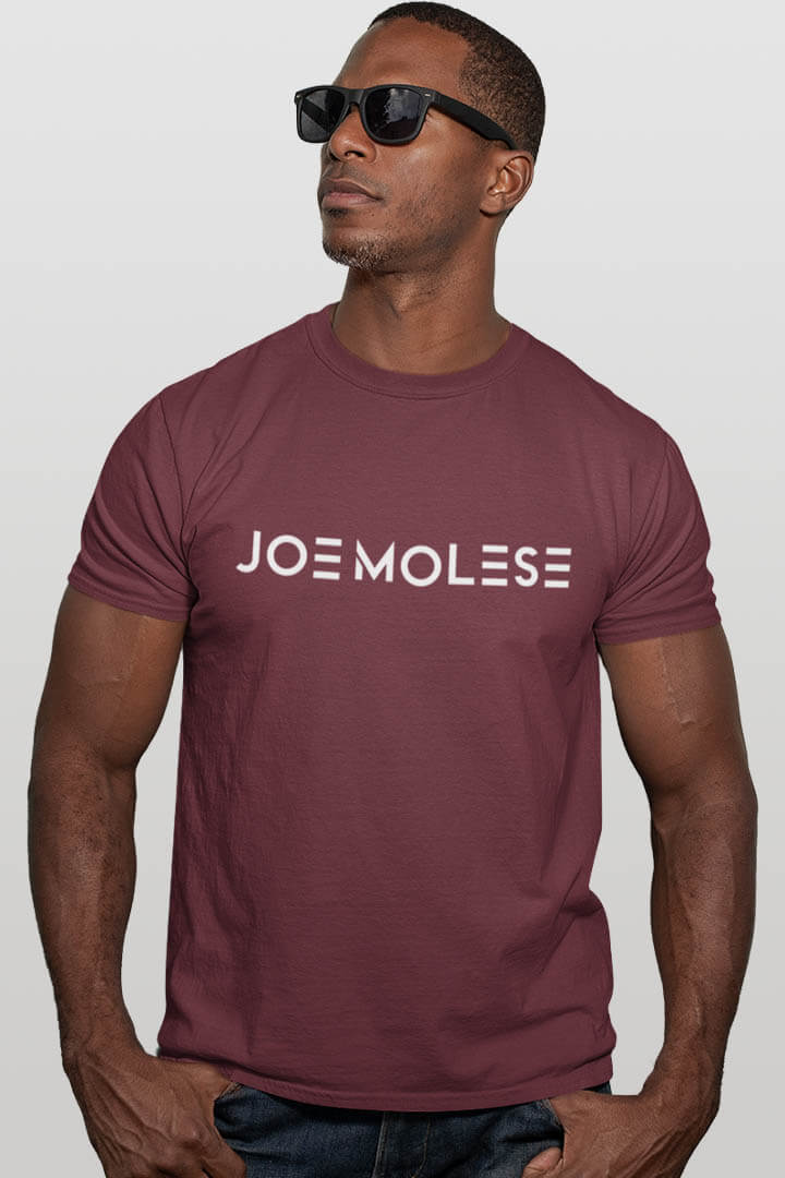joe molese basic logo tee burdundy burgunderrot