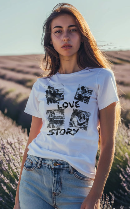 weißes Retro 90s Vintage T-Shirt mit Love Story Design