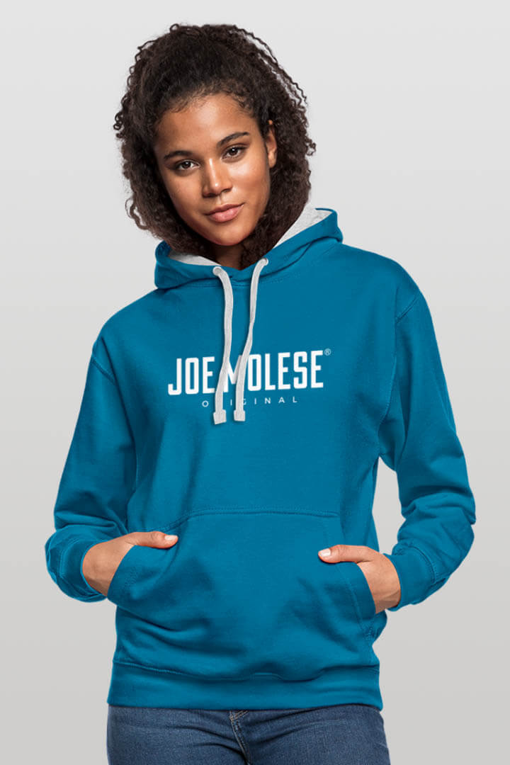 Joe Molese Original Damen Logo Hoodie hellblau grau