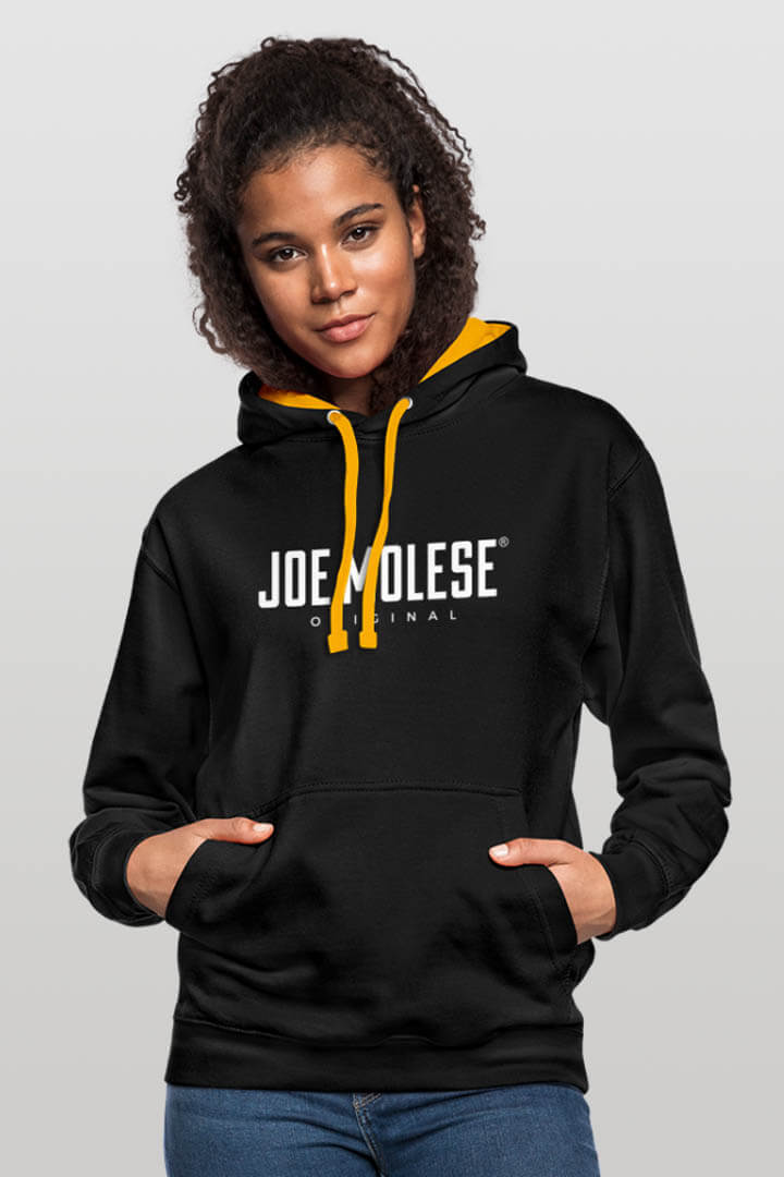Joe Molese Original Damen Logo Hoodie schwarz gelb