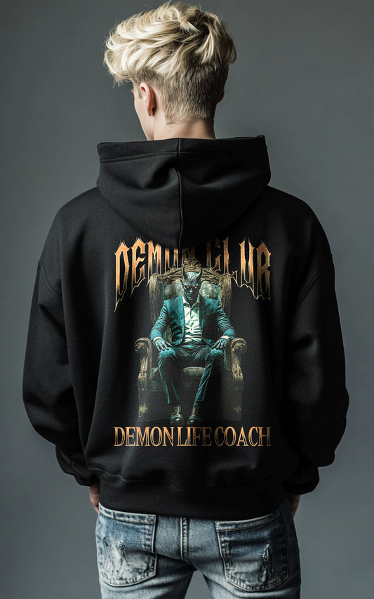 Demon Club Hoodie Demon Life Coach aus Bio-Baumwolle mit einzigartigem Design 