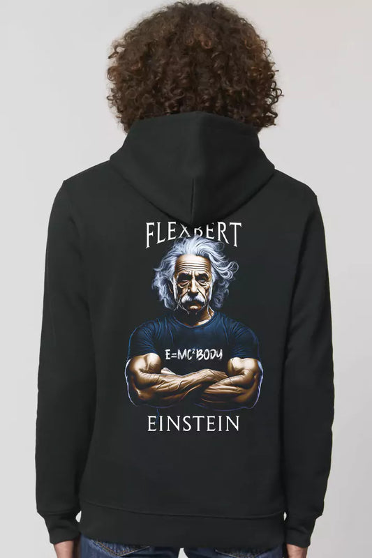 schwarzer Premium Hoodie Flexbert Einstein - Backprint