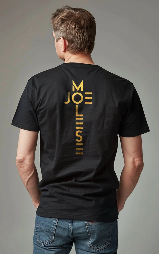 JOE MOLESE Cross Logo Tee schwarzes T-Shirt mit Golddruck für Herren
