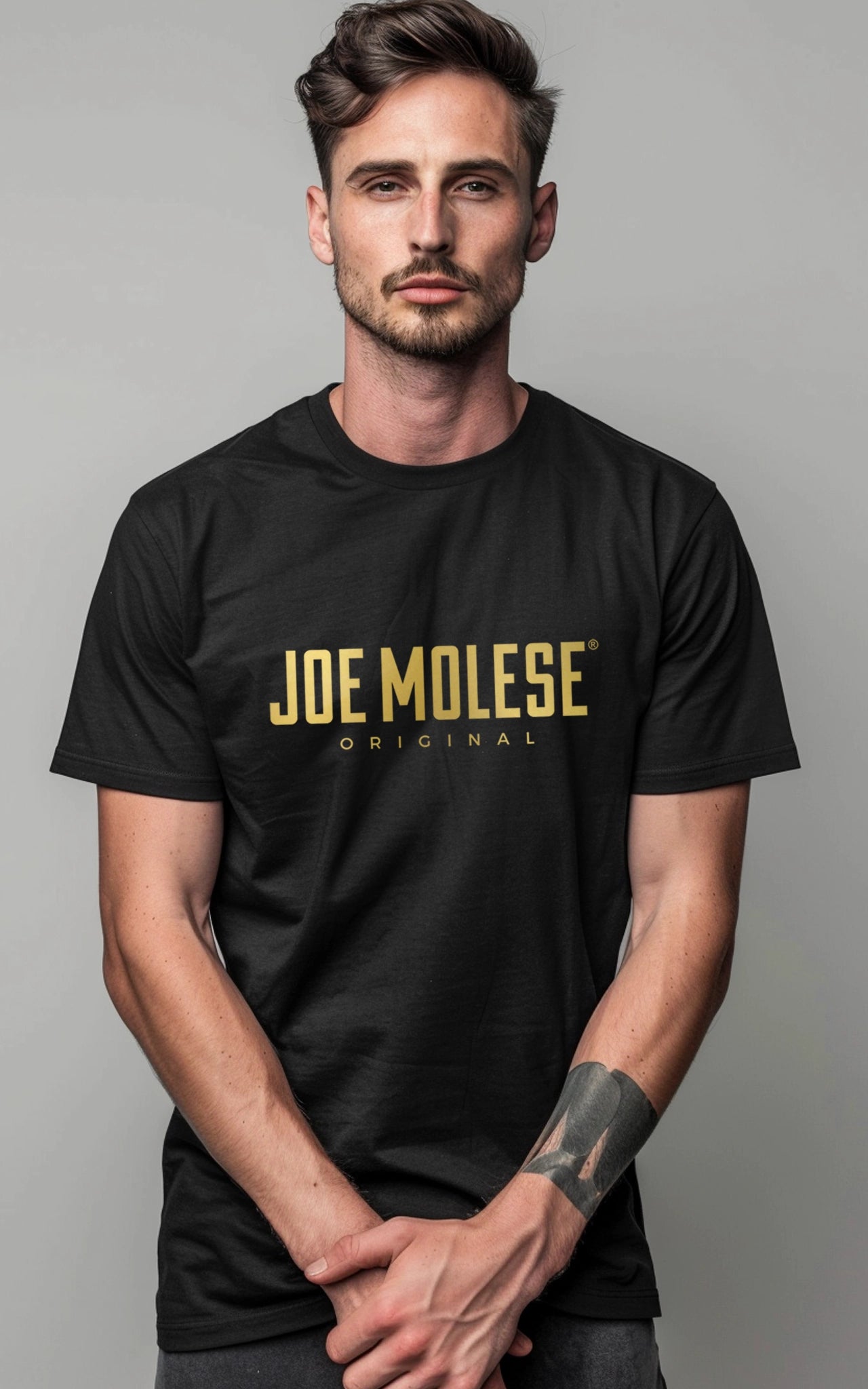 joe molese original club shirt mit golddruck schwarz