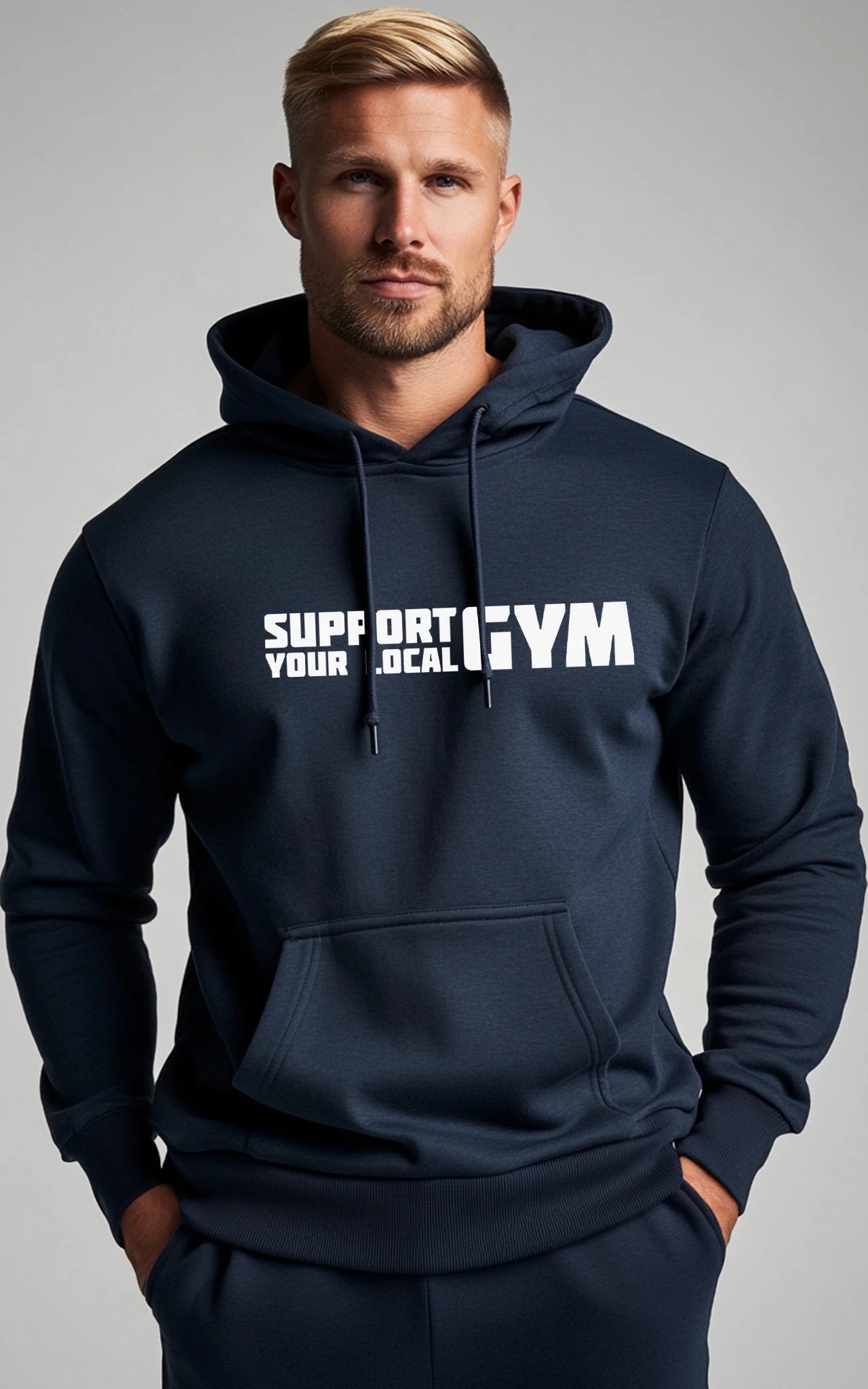 Support Your Local Gym Statement Print - Premium Design auf Bio-Baumwolle Unisex Hoodie