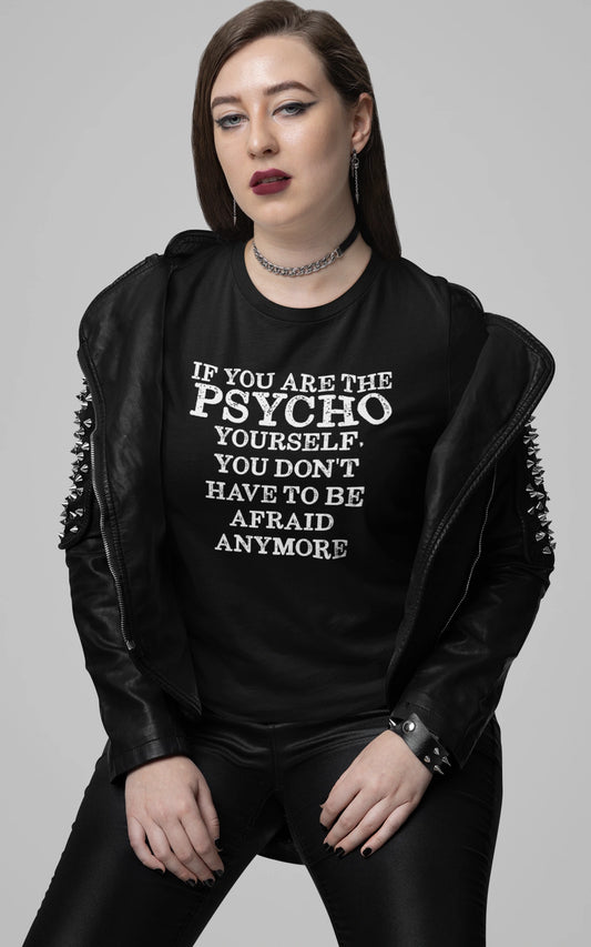 black Psycho Statement T-Shirt aus Bio-Baumwolle