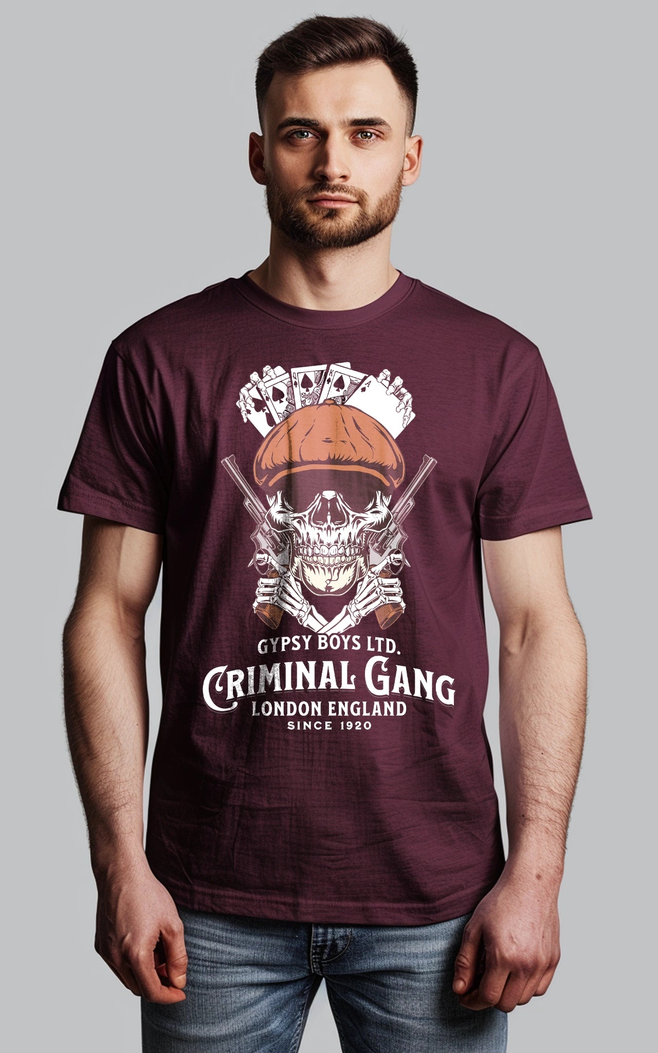 Criminal Gang like Peaky Blinders T-Shirt Bordeaux