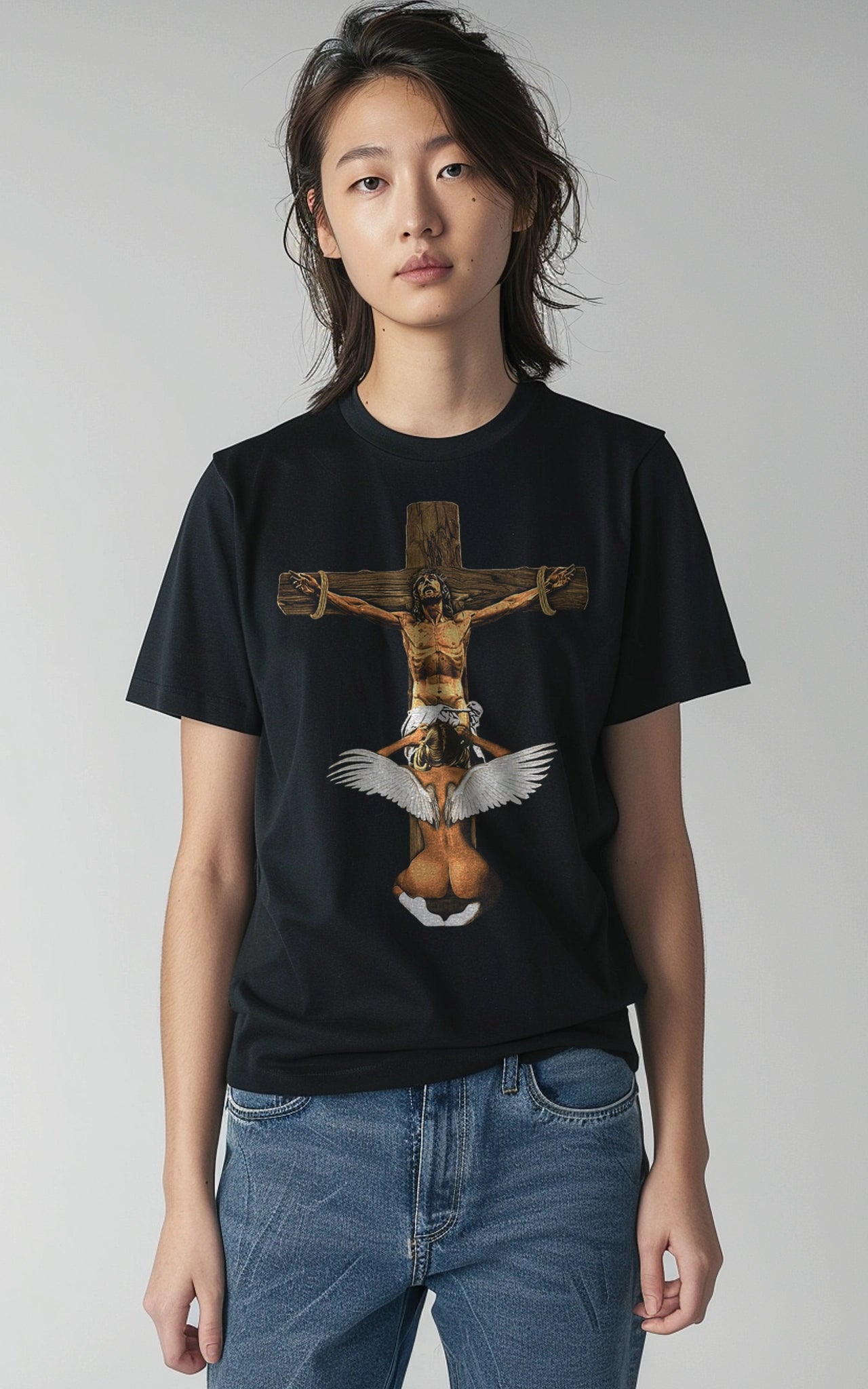 Jesus Crucified Blowjob Unisex T-Shirt black