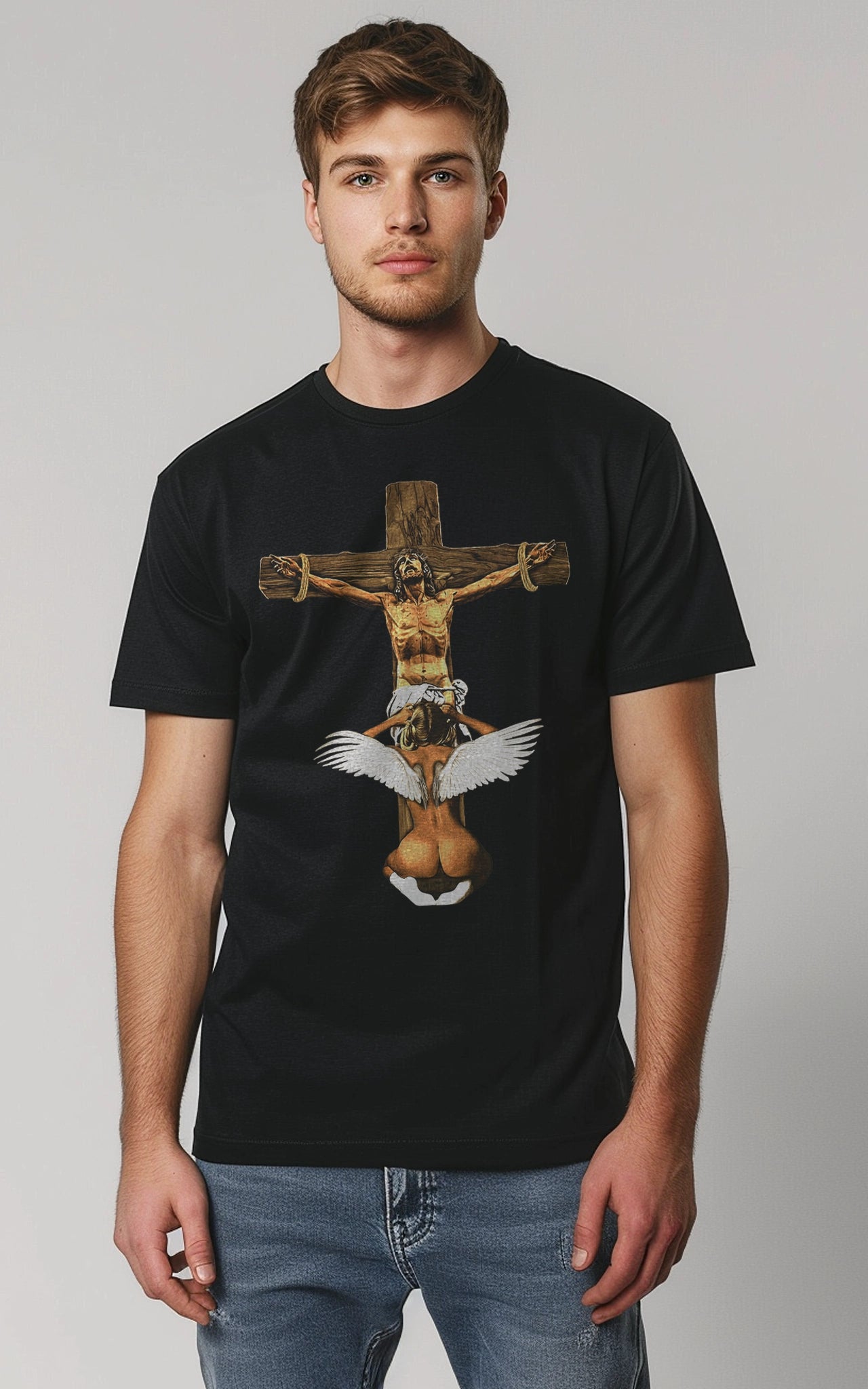 Jesus Crucified Blowjob Unisex T-Shirt schwarz