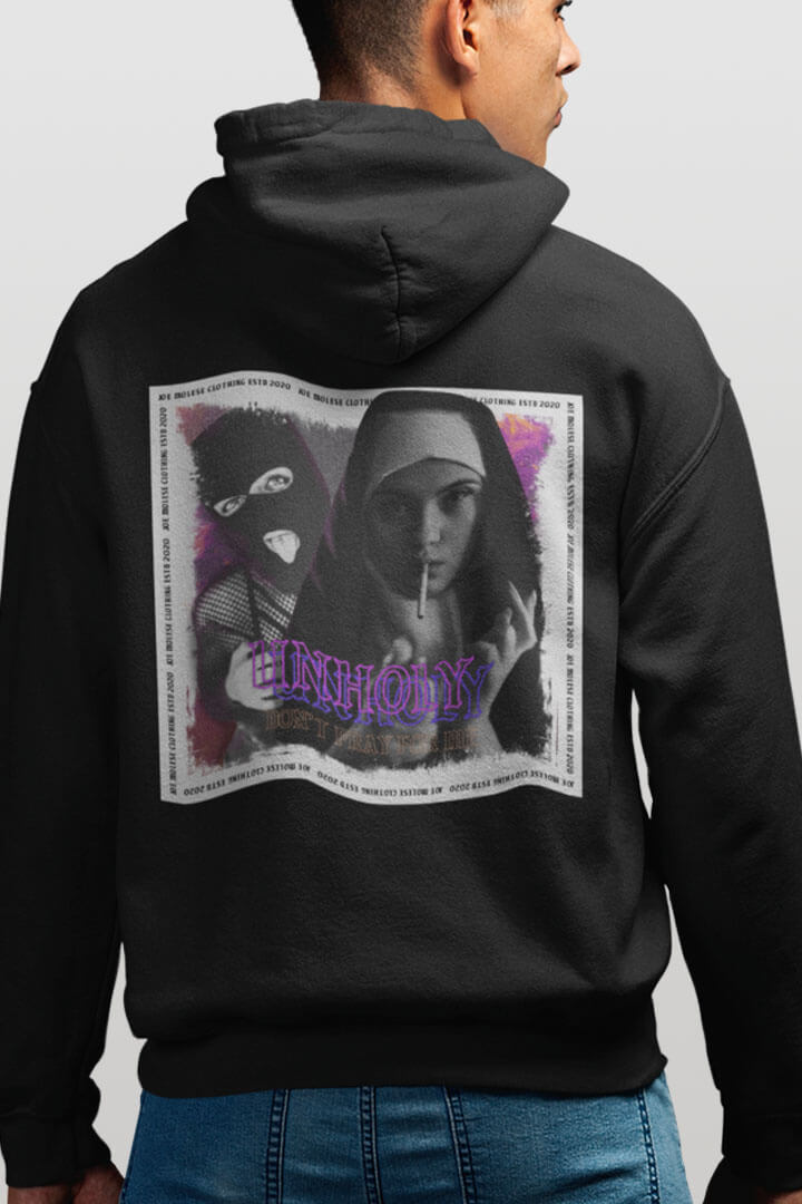 Hoodie Unholy Smoking Nun schwarz