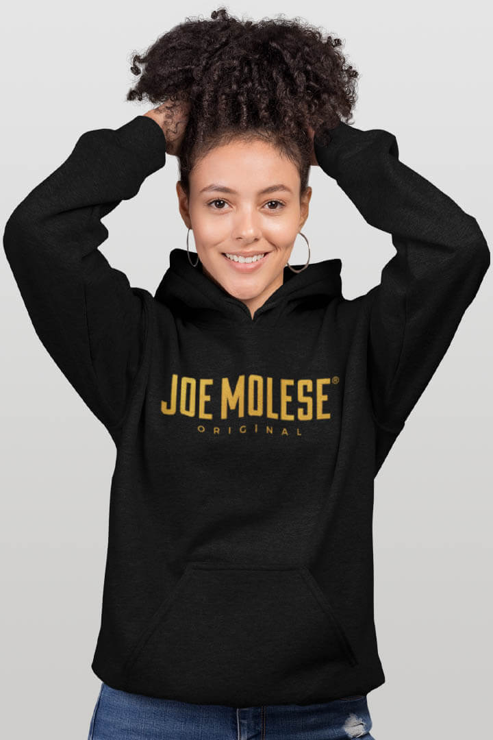 JOE MOLESE Gold Logo Damen Hoodie - Schwarz