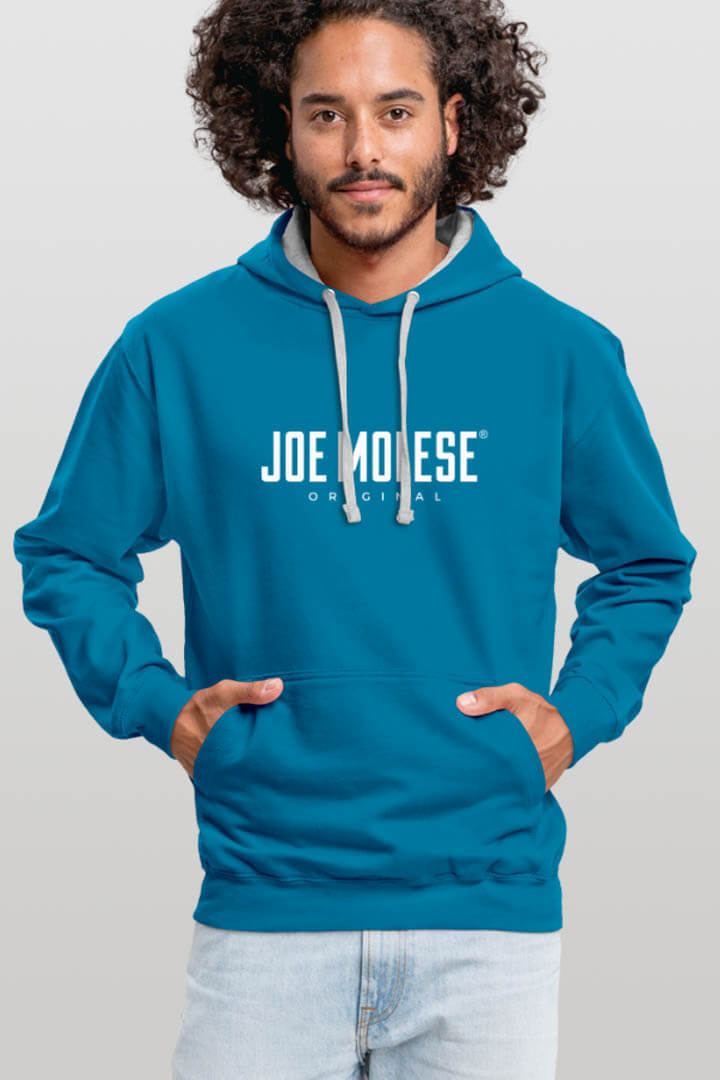 JOE MOLESE Logo Hoodie Kapuzenpullover blau grau
