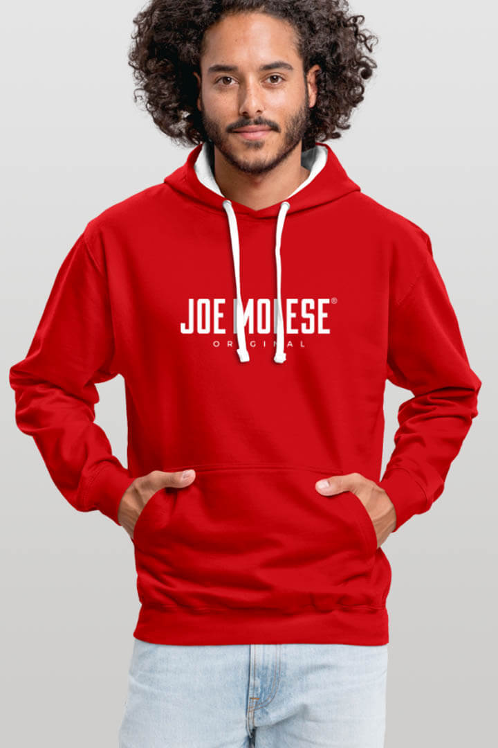 JOE MOLESE Logo Hoodie Kapuzenpullover rot weiss