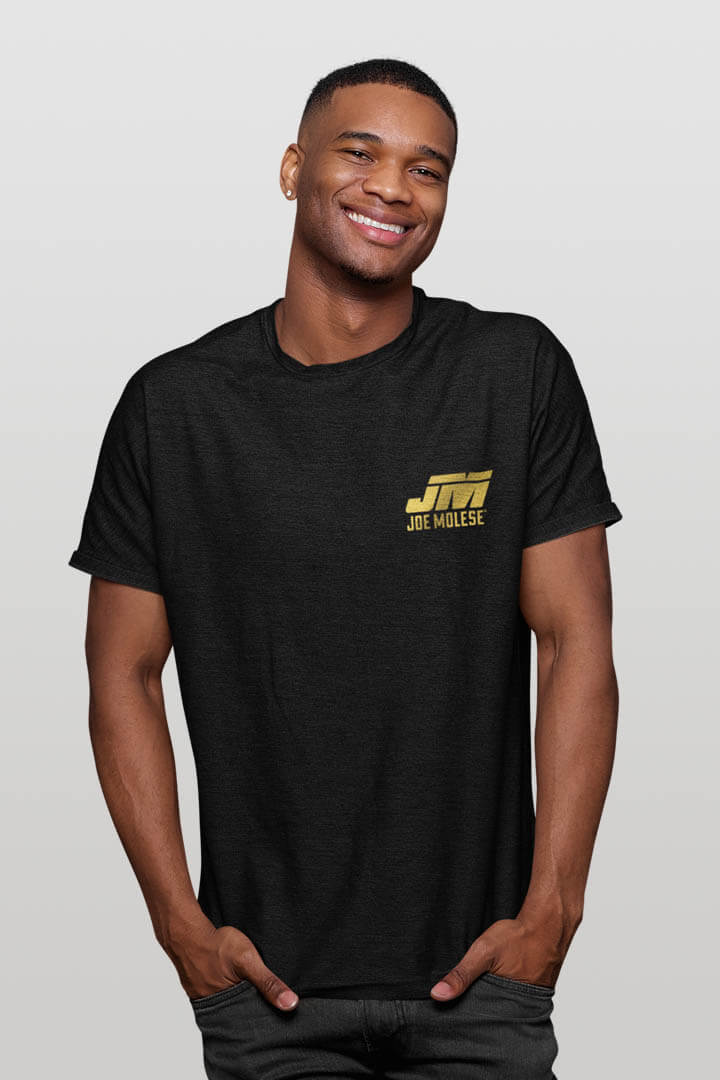 JOE MOLESE Logo Gold small Premium T-Shirt schwarz