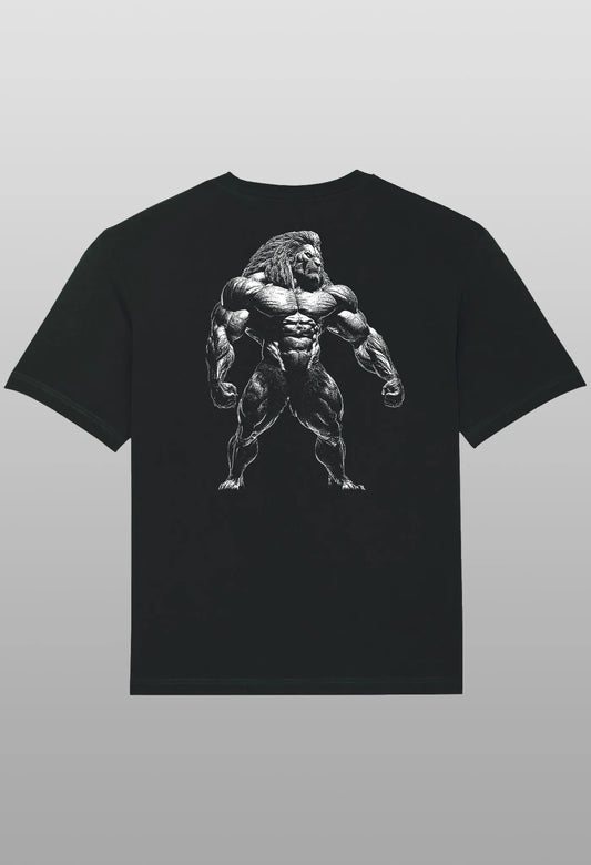 T-Shirt Gym Animal Lion Löwe Bodybuilding black