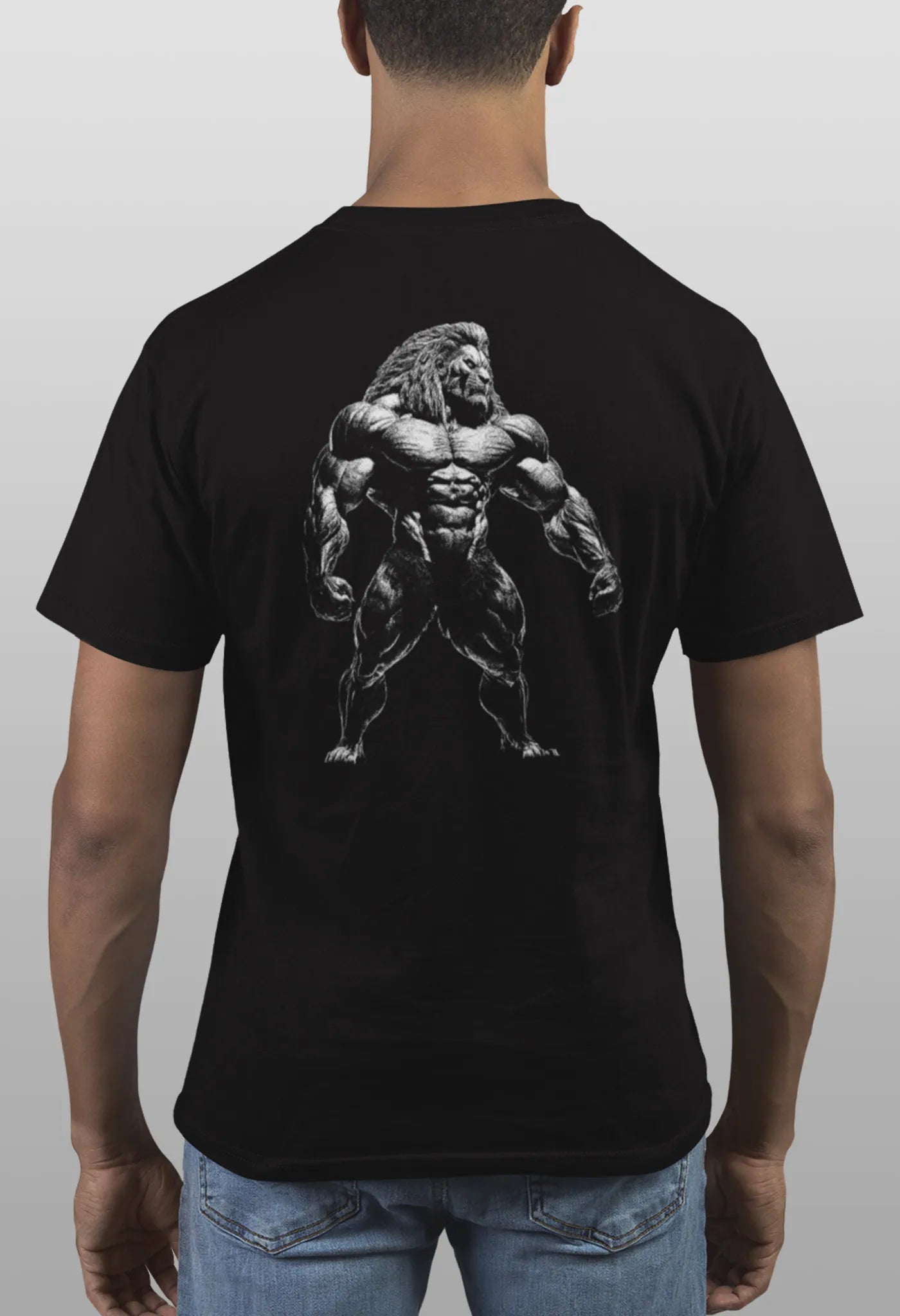 T-Shirt Gym Animal Lion Löwe Bodybuilding schwarz