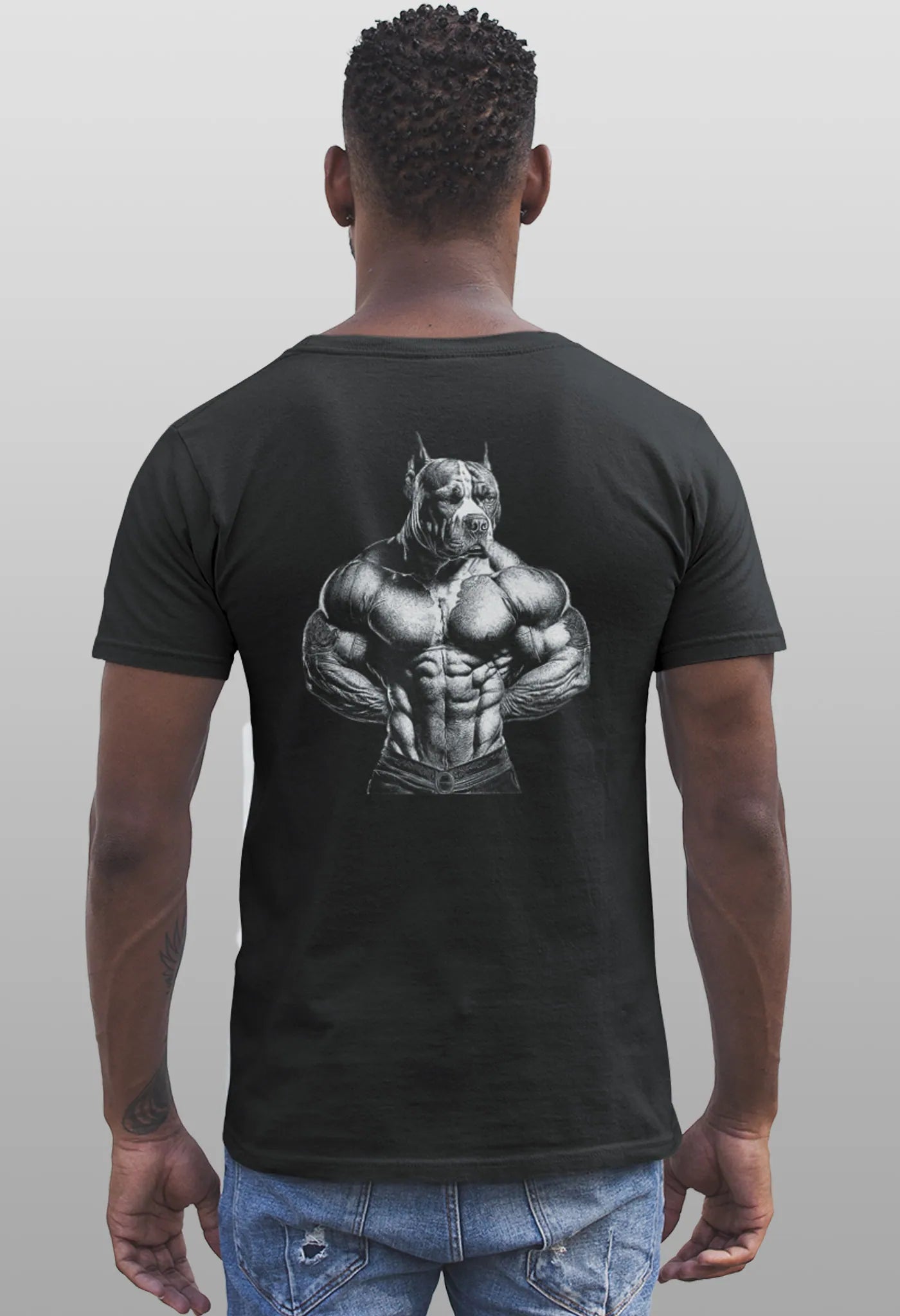 T-Shirt Animal Gym Pitbull Bodybuilding schwarz