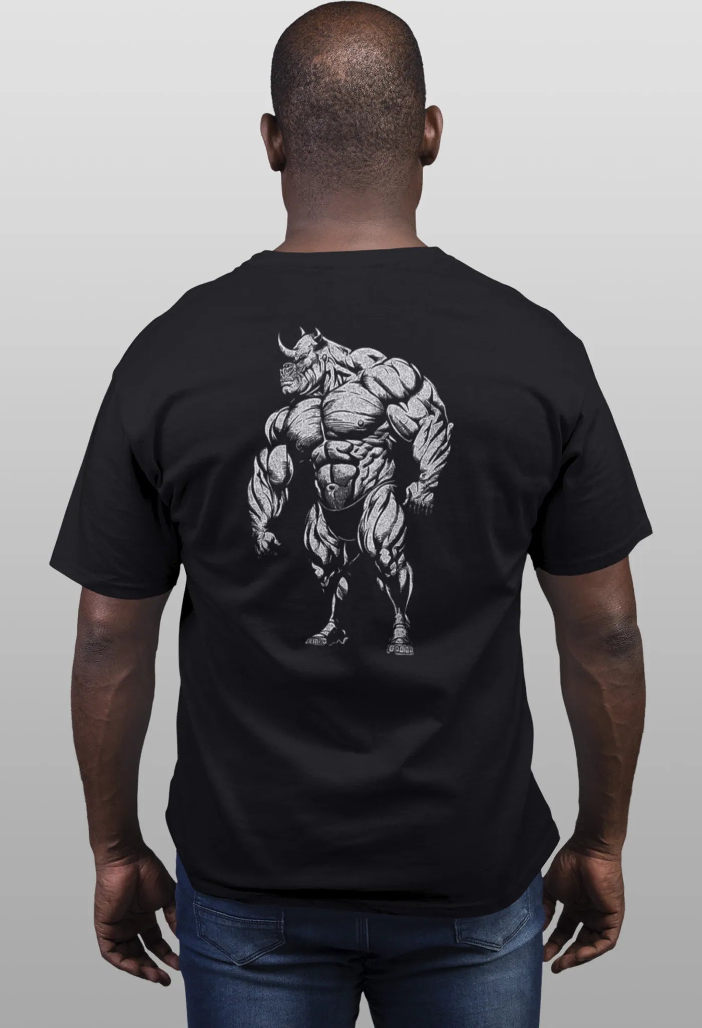 T-Shirt Gym Animal Rhino Bodybuilding Nashorn schwarz