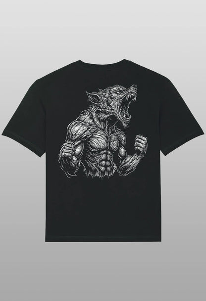 T-Shirt Animal Gym Screaming Wolf Bodybuilding black