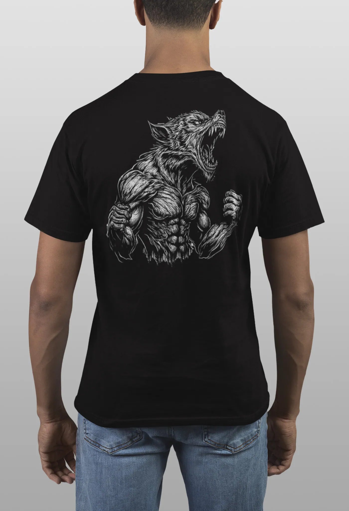 T-Shirt Animal Gym Screaming Wolf Bodybuilding schwarz