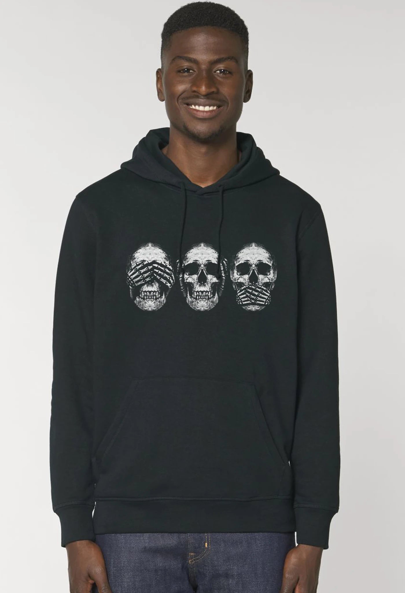 Totenkopf Hoodie Three wise skulls - See no Evil, Hear No Evil, Speak No Evil Skull - Nichts sehen, nichts hören, nichts sagen