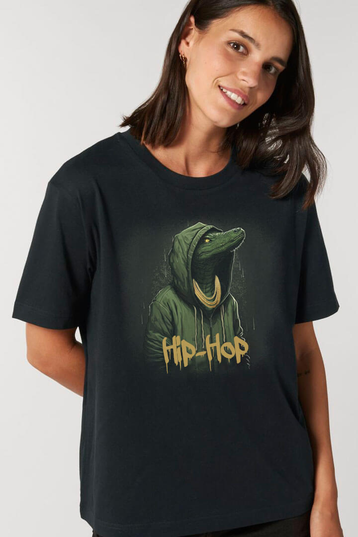 Unisex T-Shirt Hip-Hop Croc Krokodil Print black