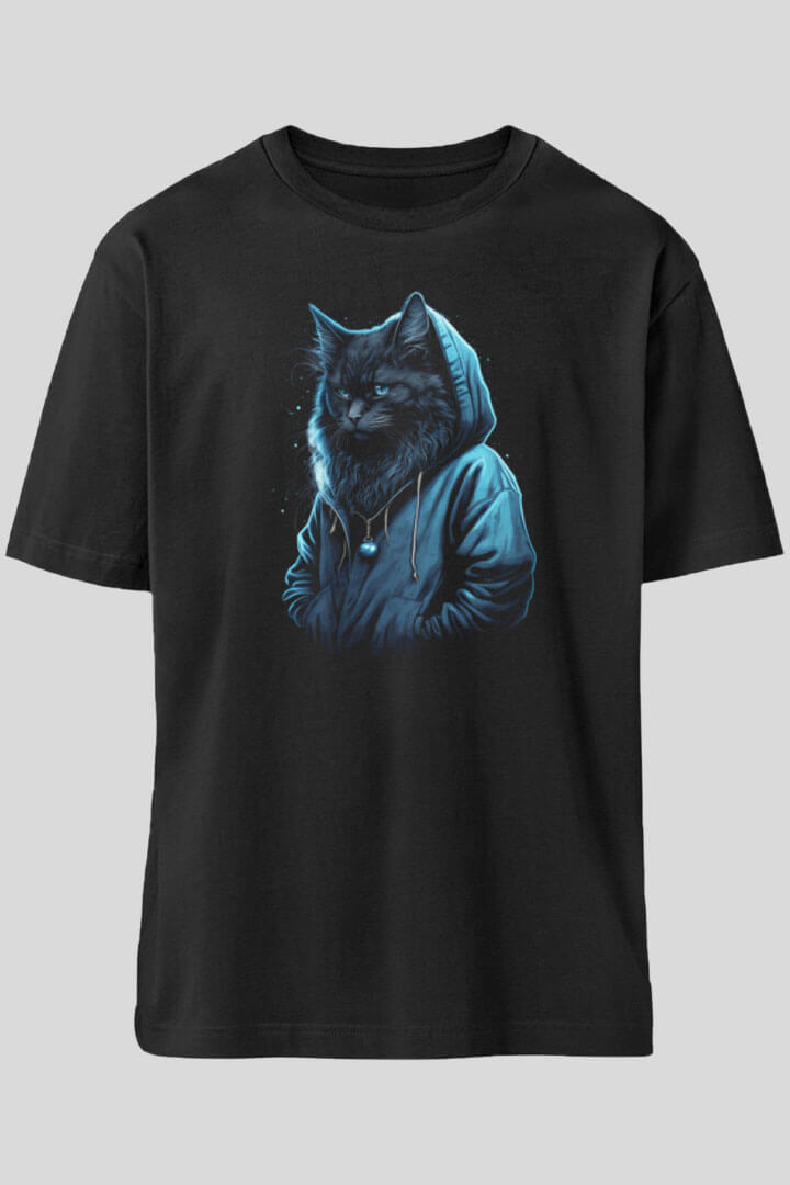 schwarzes Hooded Animal Maine Coon Cat Unisex T-Shirt