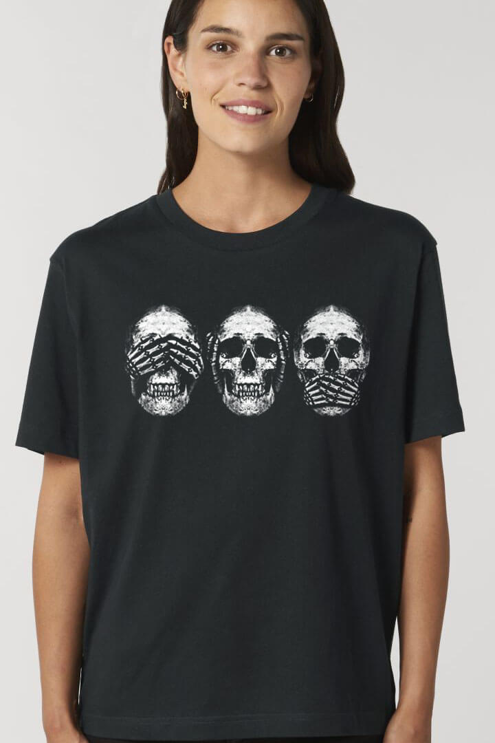 Totenkopf T-Shirt Three wise skulls - See no Evil, Hear No Evil, Speak No Evil Skull - Nichts sehen, nichts hören, nichts sagen 